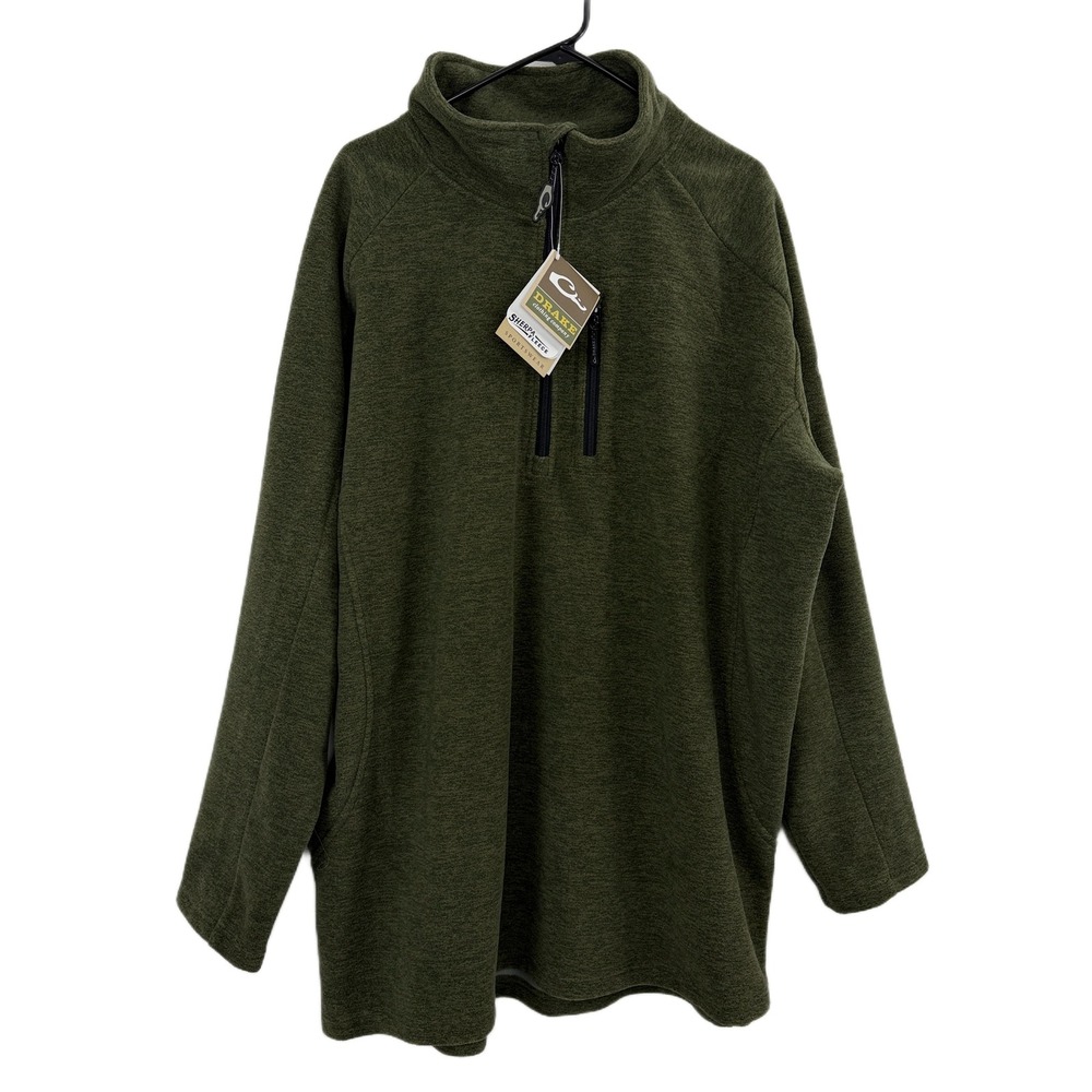 Drake Pullover Mens 3XL Green Heathered Windproof 1/4 Zip Sherpa Fleece DW8510